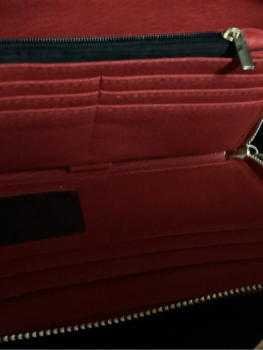 Steve Madden Red Embossed Zip Wristlet with Gold Nameplate